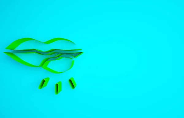 Zielona Opryszczka Warga Ikona Izolowane Niebieskim Tle Wirus Opryszczki Symbol — Zdjęcie stockowe
