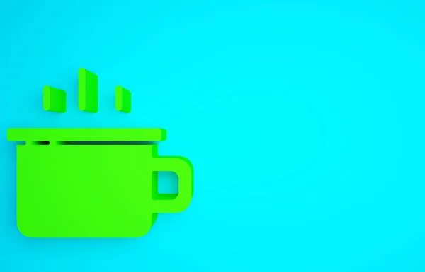 Mavi Arkaplanda Yeşil Kahve Bardağı Simgesi Izole Edildi Çay Fincanı — Stok fotoğraf