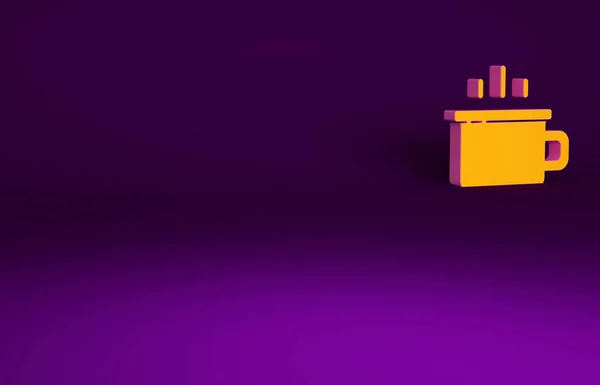 Ікона Помаранчевого Чашку Ізольована Фіолетовому Фоні Чай Гаряча Кава Концепція — стокове фото