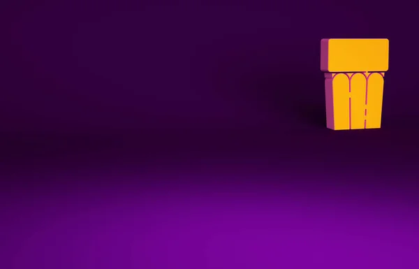 Помаранчеве Скло Іконою Води Ізольовано Фіолетовому Фоні Содо Скло Концепція — стокове фото