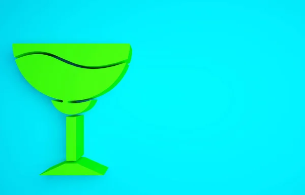 Groene Wijn Glas Pictogram Geïsoleerd Blauwe Achtergrond Wijn Bordje Minimalisme — Stockfoto