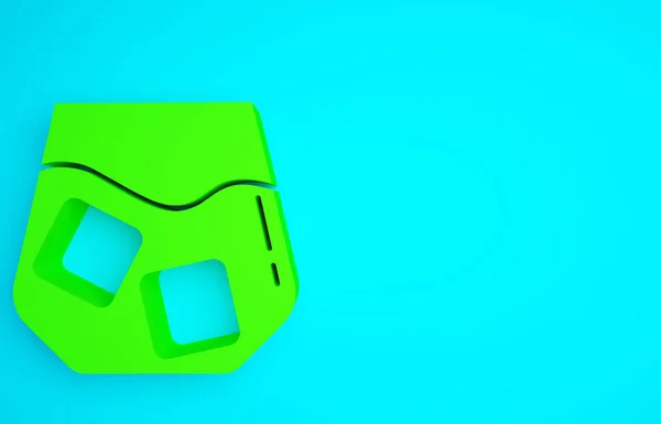 Green Glass Whiskey Ice Cubes Icon Isolated Blue Background Minimalism — Stock Photo, Image
