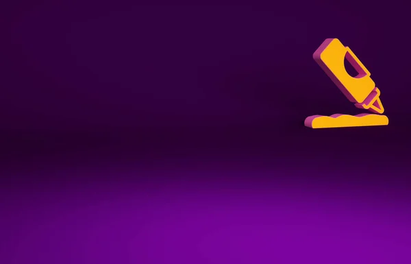 紫色の背景に隔離されたオレンジケッチアップボトルのアイコン バーベキューやバーベキューグリルのシンボル 最小限の概念 3Dイラスト3Dレンダリング — ストック写真