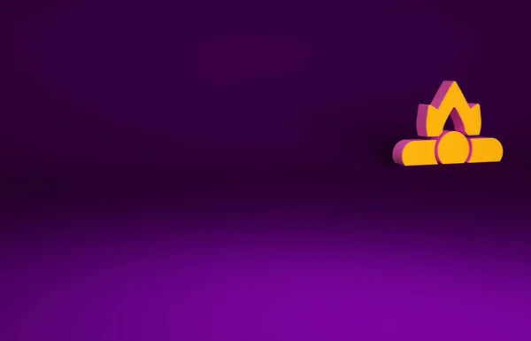 Иконка Orange Campfire Выделена Фиолетовом Фоне Горящий Костер Дровами Концепция — стоковое фото