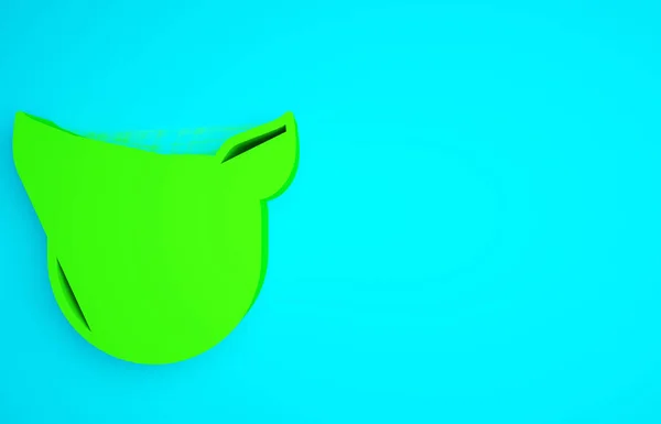 緑の豚のアイコンは青の背景に隔離された 動物のシンボル 最小限の概念 3Dイラスト3Dレンダリング — ストック写真