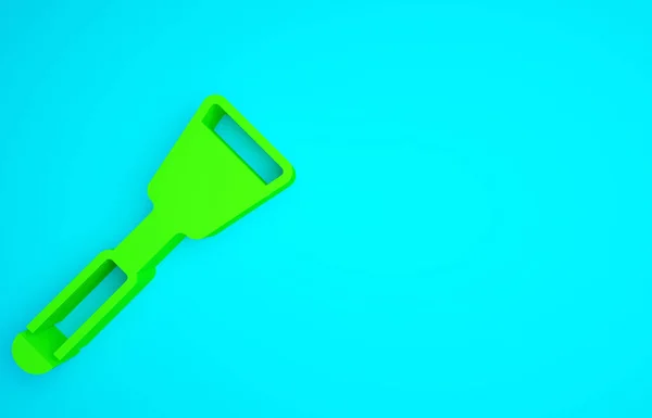 青色の背景に隔離された緑色のSpatulaアイコン キッチンへらアイコン バーベキューへらサイン バーベキューやグリルツール 最小限の概念 3Dイラスト3Dレンダリング — ストック写真