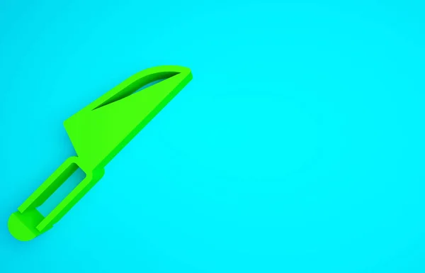 緑のナイフのアイコンは青の背景に隔離された かわいいシンボル 最小限の概念 3Dイラスト3Dレンダリング — ストック写真