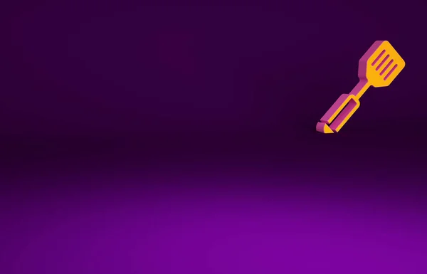 橙色斑斑图标孤立在紫色背景 Kitchen Spatula图标 烤肉吐司标志 烧烤和烧烤工具 最低纲领的概念 3D渲染3D插图 — 图库照片