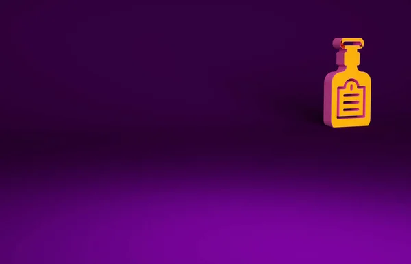 Ikona Butelki Sosu Pomarańczowego Izolowana Fioletowym Tle Butelki Keczupu Musztardy — Zdjęcie stockowe