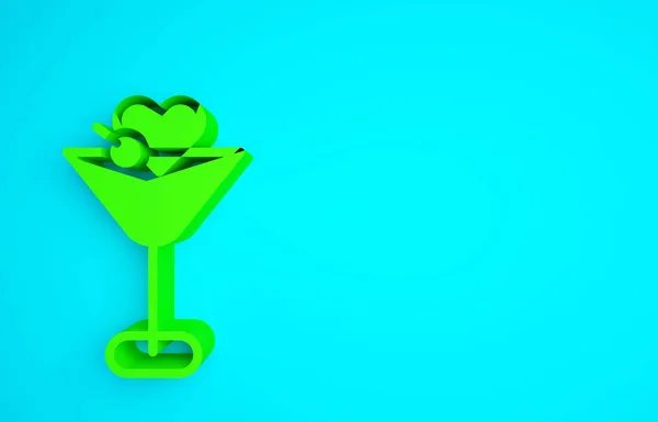 Icône Verre Martini Vert Isolé Sur Fond Bleu Icône Cocktail — Photo