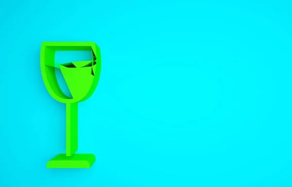 Icono Copa Vino Verde Aislado Sobre Fondo Azul Signo Copa — Foto de Stock