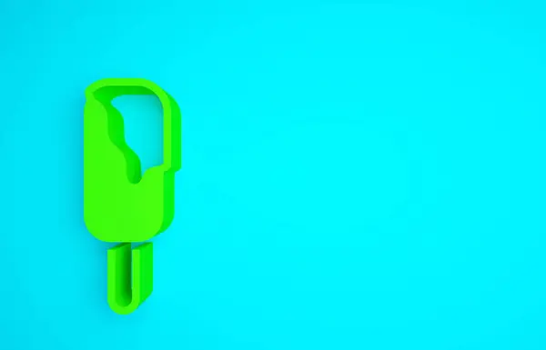 Mavi Arkaplanda Izole Edilmiş Yeşil Dondurma Ikonu Güzel Sembol Minimalizm — Stok fotoğraf