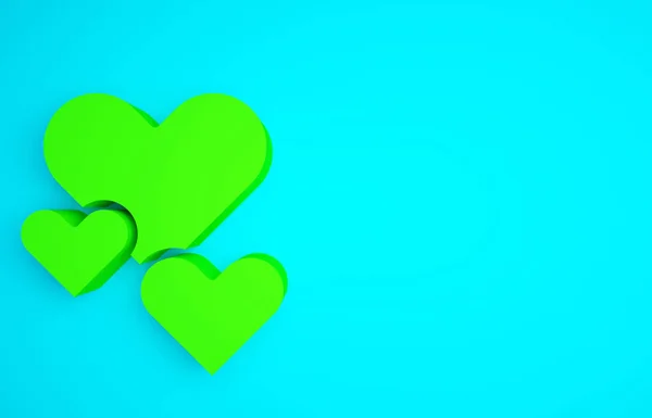 Icône Coeur Vert Isolée Sur Fond Bleu Symbole Romantique Lié — Photo