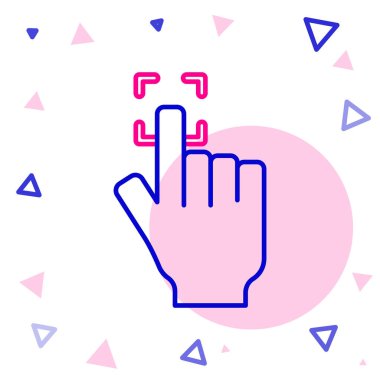 Beyaz arkaplanda çizgi parmak izi simgesi izole edildi. Kimlik uygulaması simgesi. Kimlik işareti. Kimliğe dokun. Renkli taslak konsepti. Vektör.