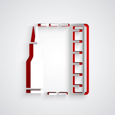 Kağıt kesiği kurşun ikonu gri arkaplanda izole edilmiş. Kağıt sanatı tarzı. Vektör.