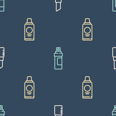 Sabit bir ruj, bir şişe şampuan ve kusursuz bir parfüm. Vektör.