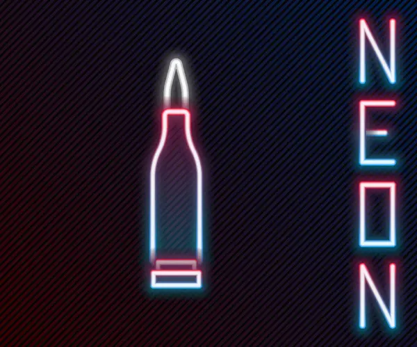 Ragyogó Neon Vonal Bullet Ikon Elszigetelt Fekete Háttérrel Színes Vázlat — Stock Vector