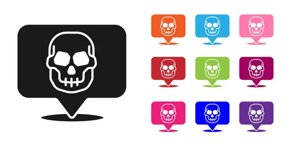 Ikona Black Skull Izolované Bílém Pozadí Šťastný Halloweenský Večírek Nastavit — Stockový vektor
