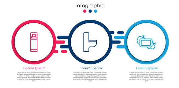 Набор Линии Бритья Гель Пены Унитаз Бар Мыла Бизнес Инфографический — стоковый вектор