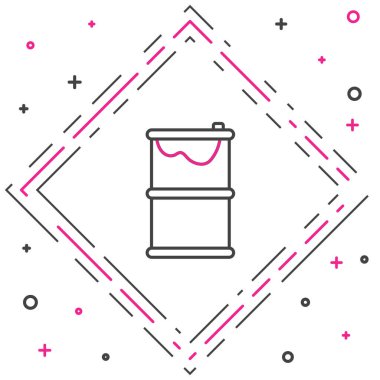 Varil yağı sızıntısı simgesi beyaz arka planda izole edildi. Renkli taslak konsepti. Vektör İllüstrasyonu.