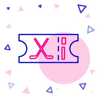 Beyaz arka planda çizgi hokeyi bileti ikonu izole edildi. Renkli taslak konsepti. Vektör İllüstrasyonu.