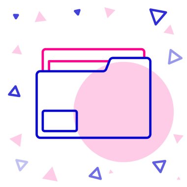 Beyaz arkaplanda izole edilmiş Satır Belgesi dosya simgesi. Muhasebe klasörü sembolü. Muhasebe yönetimi. Renkli taslak konsepti. Vektör İllüstrasyonu.