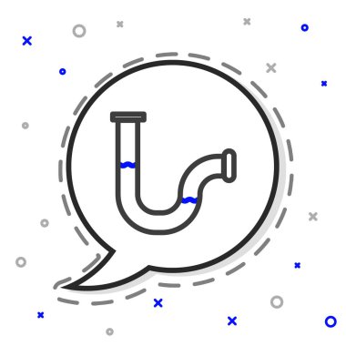 Çizgi Endüstrisi metalik boru ikonu beyaz arka planda izole edildi. Tesisat boru hattının farklı şekillerde parçaları. Renkli taslak konsepti. Vektör İllüstrasyonu.