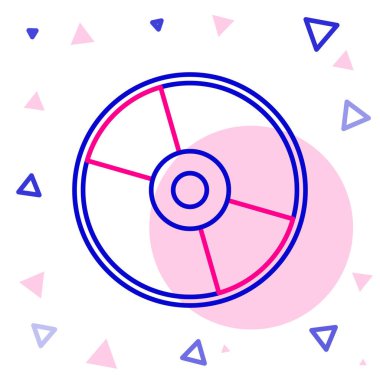 Satır CD veya DVD disk simgesi beyaz arkaplanda izole edildi. Küçük disk işareti. Renkli taslak konsepti. Vektör İllüstrasyonu.