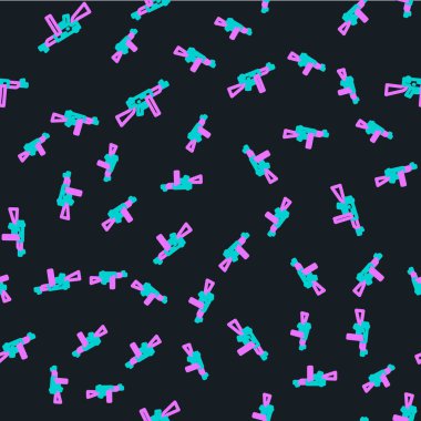 Thompson çizgisi, makineli tüfek ikonu siyah arka planda izole edilmiş. Amerikan hafif makineli tüfeği. Vektör.