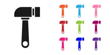 Siyah Tokmak simgesi beyaz arkaplanda izole edildi. Tamir için bir araç. Simgeleri renklendirin. Vektör İllüstrasyonu.