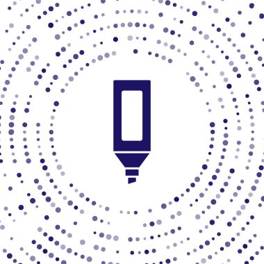 Mavi İşaretli kalem simgesi beyaz arkaplanda izole edildi. Soyut çember rastgele noktalar. Vektör.