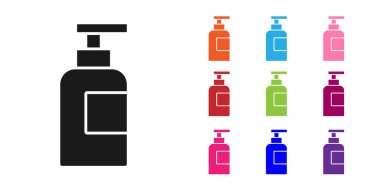 Beyaz arka planda izole edilmiş siyah şampuan ikonu. Simgeleri renklendirin. Vektör.