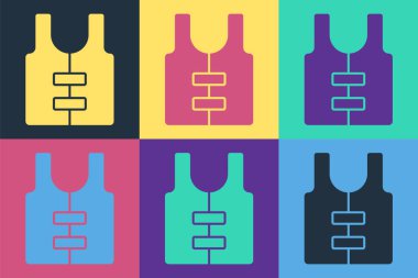 Pop Art Life ceketi simgesi renk arkaplanında izole edilmiş. Can yeleği ikonu. Olağanüstü bir spor. Spor malzemeleri. Vektör.