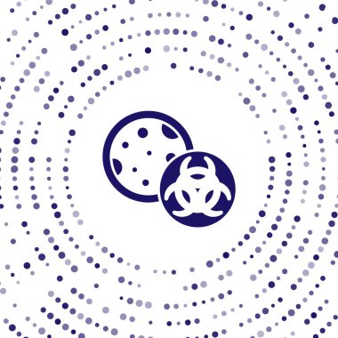 Beyaz arkaplanda mavi GDO simgesi izole edildi. Genetik olarak değiştirilmiş organizma kısaltması. DNA gıda modifikasyonu. Soyut çember rastgele noktalar. Vektör.