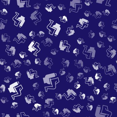 Tuvalette oturan beyaz adamlar ve kabızlık şiddetli karın ağrısı ikonu yaşıyor mavi arka planda izole edilmiş pürüzsüz desen. Vektör.