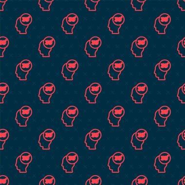 Kırmızı çizgi yüksek insan vücut ısısı ya da yüksek ateş ikonu siyah arka planda izole edilmiş pürüzsüz desen. Hastalık, soğuk algınlığı, grip belirtileri. Vektör.