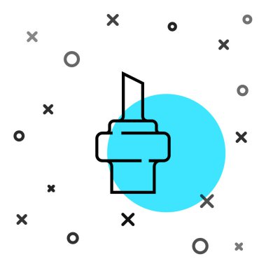 Beyaz arka planda izole edilmiş şarap ikonu için siyah tahta mantar. Rastgele dinamik şekiller. Vektör.