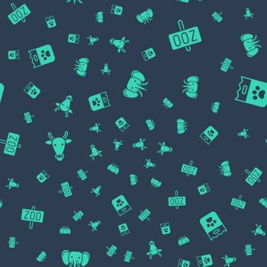 Fil, Hayvanat Bahçesi Parkı, İnek Kafası ve Yemek Çantası 'nı kusursuz bir şekilde yerleştirin. Vektör.