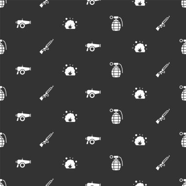 El bombası, dürbünlü keskin nişancı tüfeği, topçu ve bomba patlamasını kusursuz bir şekilde ayarlayın. Vektör.