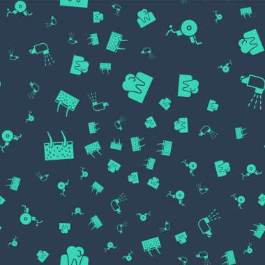 Diş bakımı, tekerlekli sandalye, deriyi örten saç ve dikişsiz astım spreyi. Vektör.