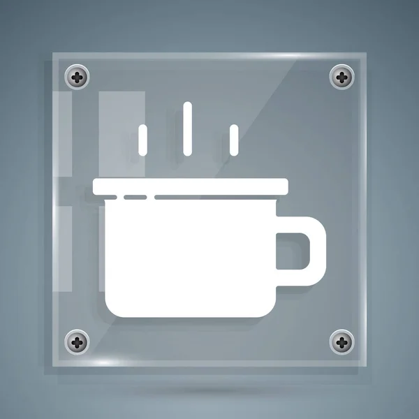Witte Koffiebeker Pictogram Geïsoleerd Grijze Achtergrond Theekopje Warme Drank Koffie — Stockvector