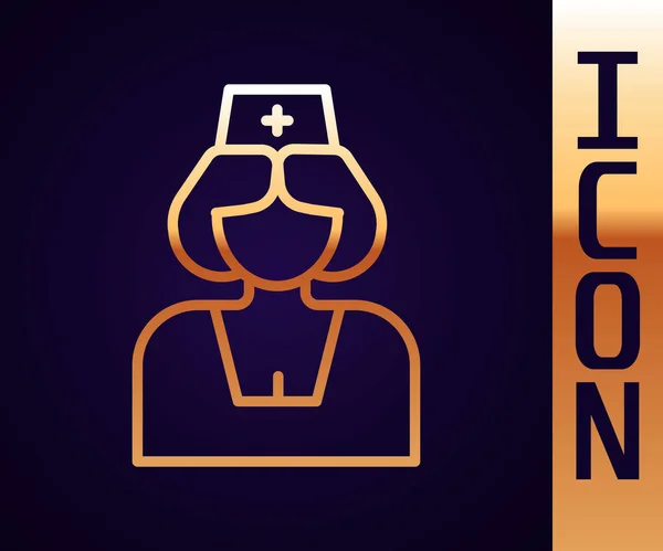 Ícone Enfermeira Linha Ouro Isolado Fundo Preto Medicina Cuidados Saúde —  Vetores de Stock