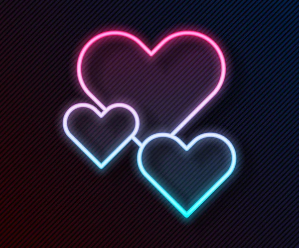Glödande Neon Line Heart Ikonen Isolerad Svart Bakgrund Romantisk Symbol — Stock vektor