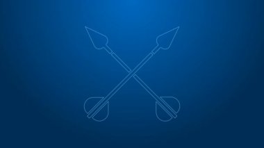 Beyaz çizgi çapraz ok simgesi mavi arkaplanda izole edildi. 4K Video hareketli grafik canlandırması