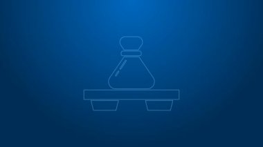 Kesme tahtası simgesindeki beyaz çizgi, mavi arkaplanda izole edilmiş. Geleneksel Çin yemeği. 4K Video hareketli grafik canlandırması