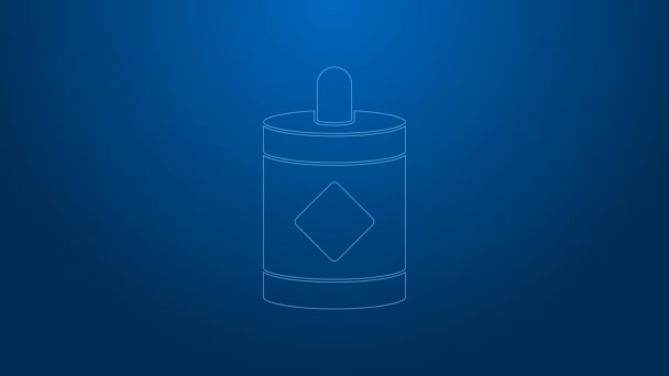 Bílá čára Firework ikona izolované na modrém pozadí. Koncept zábavné párty. Výbušný pyrotechnický symbol. Grafická animace pohybu videa 4K — Stock video
