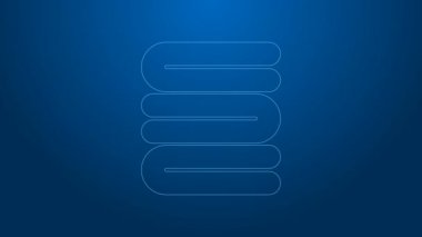Beyaz çizgi havlu yığını simgesi mavi arkaplanda izole edildi. 4K Video hareketli grafik canlandırması