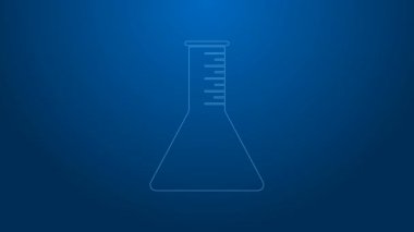 Beyaz çizgi petrol test tüpü ikonu mavi arkaplanda izole edildi. 4K Video hareketli grafik canlandırması