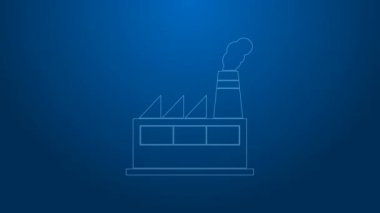 Beyaz çizgi, petrol ve gaz endüstriyel yapı ikonu mavi arka planda izole edildi. 4K Video hareketli grafik canlandırması