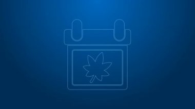 Sonbahar yaprakları simgesine sahip beyaz çizgili takvim mavi arkaplanda izole edildi. 4K Video hareketli grafik canlandırması